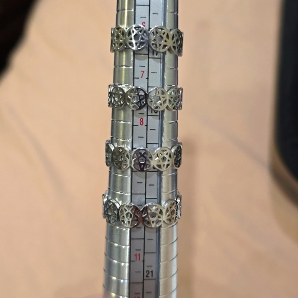 Pentagram ✦ Hollow Interconnected Band ✦ Stainless Steel Ring 9 & 10 NWT - Picture 7 of 10